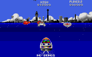 Speedboat Assassins (Atari ST) screenshot: Getting a bonus needs a super-fast mine run