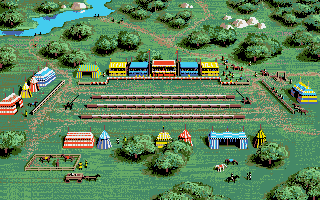 Defender of the Crown (Apple IIgs) screenshot: Overview of the jousting field.