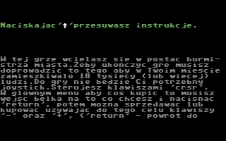 Burmistrz III (Commodore 64) screenshot: Instructions