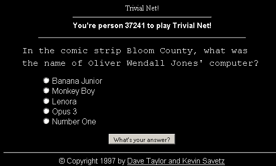 Trivial Net (Browser) screenshot: A computer culture question