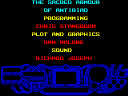 Rad Warrior (ZX Spectrum) screenshot: Credits menu.