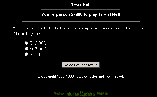 Trivial Net (Browser) screenshot: Maybe you'd prefer some numbers?