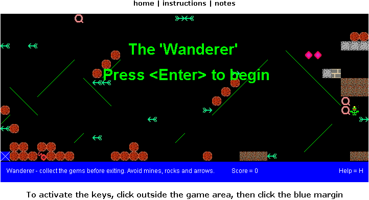 Wanderer (Browser) screenshot: Start screen