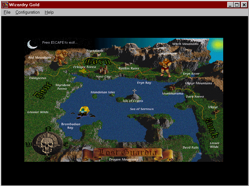 Wizardry Gold (Windows) screenshot: The map of Lost Guardia is included in the game.