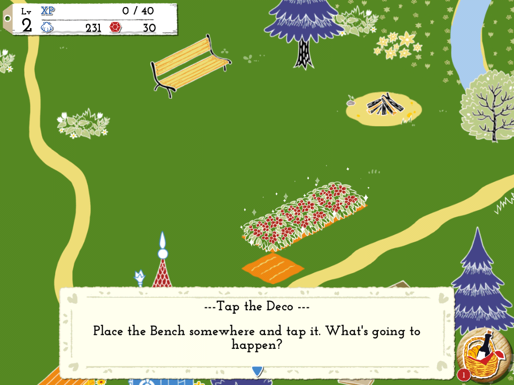 Moomin: Welcome to Moominvalley (iPad) screenshot: I placed the bench