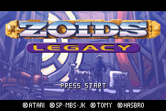 Zoids: Legacy (Game Boy Advance) screenshot: Title screen