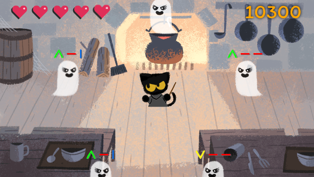 Halloween 2016 (Browser) screenshot: Each ghost now has three symbols