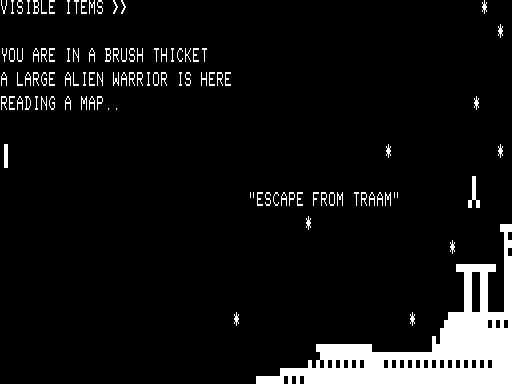 Escape from Traam (TRS-80) screenshot: There is an alien warrior here...