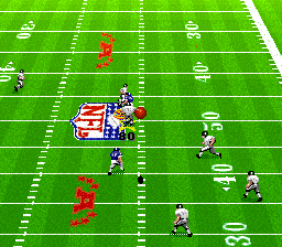 Madden NFL '94 (SNES) screenshot: Ball thrown in to the air