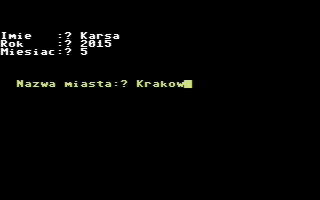 Burmistrz III (Commodore 64) screenshot: Enter Your data