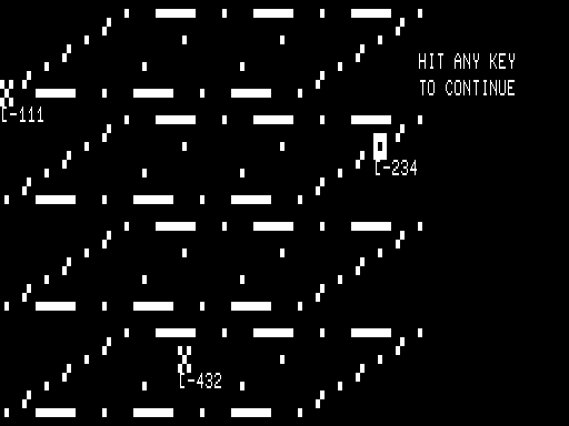 Quad (TRS-80) screenshot: Demonstrating the three-digit notation