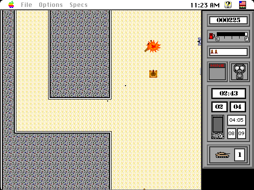 Operation: Desert Storm (Macintosh) screenshot: Destroying a howitzer (color)