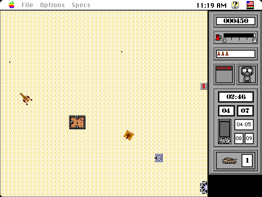 Operation: Desert Storm (Macintosh) screenshot: Some enemy buildings (color)