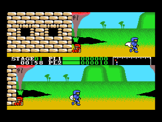 Super Runner (MSX) screenshot: Player 2 has the ball