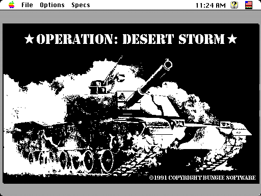 Operation: Desert Storm (Macintosh) screenshot: Title screen (black & white)