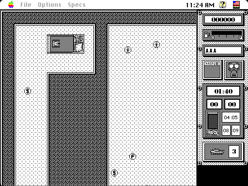 Operation: Desert Storm (Macintosh) screenshot: Starting out (black & white)