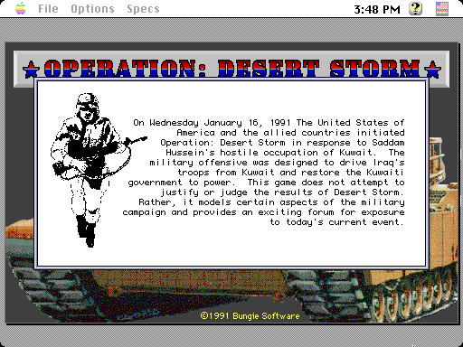 Operation: Desert Storm (Macintosh) screenshot: Background (color)
