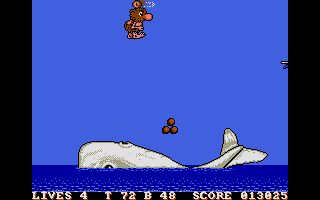 Big Nose the Caveman (Atari ST) screenshot: Flying over the ocean