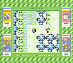 Pocket Monsters Midori (Game Boy) screenshot: A trainer spots anything that moves, looking for battle.