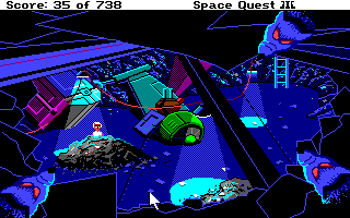 Space Quest III: The Pirates of Pestulon (Amiga) screenshot: There is debris everywhere