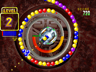Ballistic (PlayStation) screenshot: Panic mode, just match 3 colors