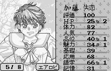 Sotsugyō (WonderSwan) screenshot: An angry student doesn't feel the cost is worth the results.