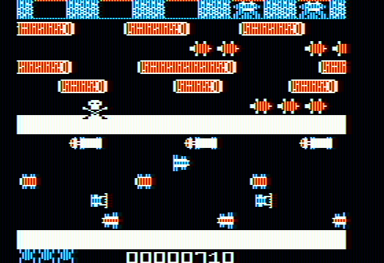 Ribbit (Apple II) screenshot: Getting killed