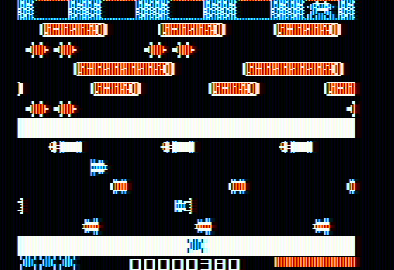 Ribbit (Apple II) screenshot: Getting a frog to a hole