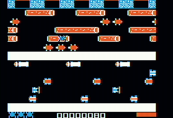 Ribbit (Apple II) screenshot: Moving over the river