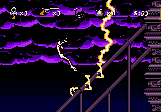 Instruments of Chaos Starring Young Indiana Jones (Genesis) screenshot: Lightning strikes frequently in London.