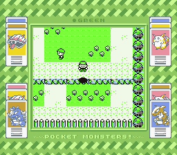 Pocket Monsters Midori (Game Boy) screenshot: Jumping a ledge.