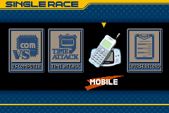 Top Gear GT Championship (Game Boy Advance) screenshot: The game can interact through mobile phones.