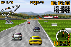 Top Gear GT Championship (Game Boy Advance) screenshot: I'm about to overtake two cars.
