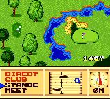 Scratch Golf (Game Gear) screenshot: Fiddling with stance, step one, step two...