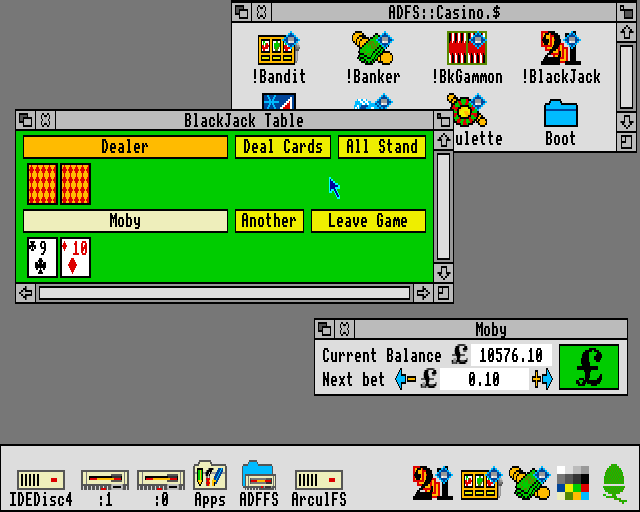 Casino (Acorn 32-bit) screenshot: Blackjack