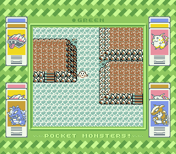 Pocket Monsters Midori (Game Boy) screenshot: Surfing in a subterranean cove.