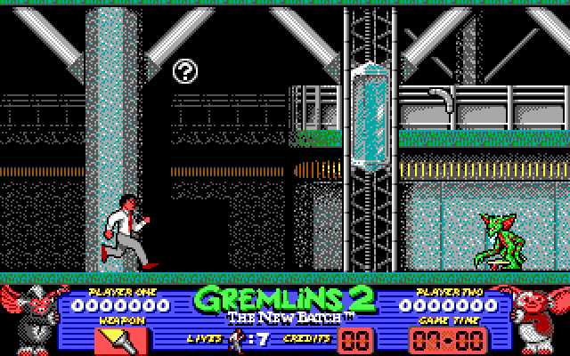 Gremlins 2: The New Batch (DOS) screenshot: Running for the elevator.