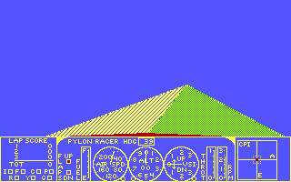 Pylon Racer (DOS) screenshot: Admiring the angular scenery (PCjr)