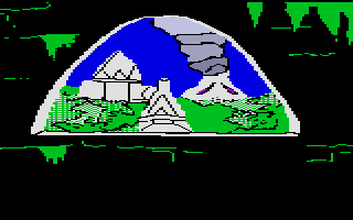 Amazon (Atari ST) screenshot: Is the mountain suppose to be smoking like that?