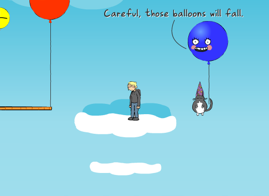 Tasha's Donkey Kat Bros. Chronicles (Browser) screenshot: Thanks for the tip, Mr. Talking Balloon!
