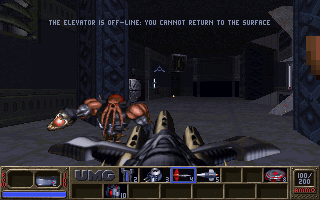 Eradicator (DOS) screenshot: Entering the lower levels of the Citadel.