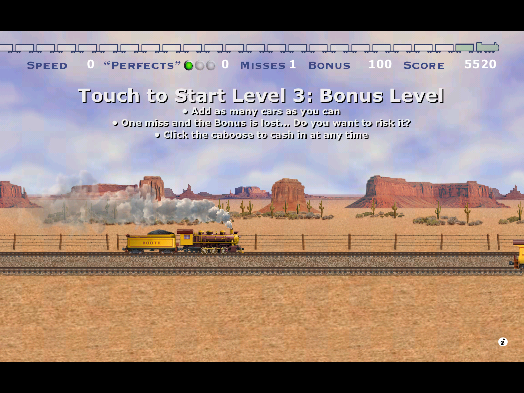 The Iron Horse (iPad) screenshot: Level 3 bonus level