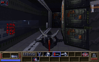 Eradicator (DOS) screenshot: Computer terminals also allow to take control of the Citadel's robotic sentries, like this CPU Patrol Eye.