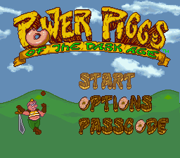 Power Piggs of the Dark Age (SNES) screenshot: Main menu