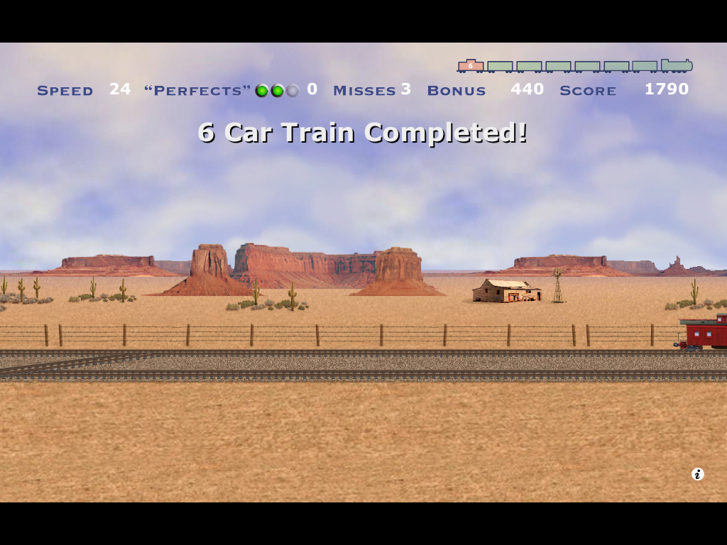 The Iron Horse (iPad) screenshot: 6 car train completed