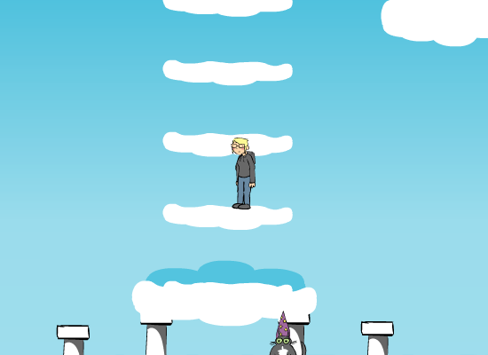 Tasha's Donkey Kat Bros. Chronicles (Browser) screenshot: These cloud-platforms go up!