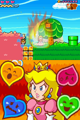 Super Princess Peach (Nintendo DS) screenshot: Peach is very angry and she can squash goombas.