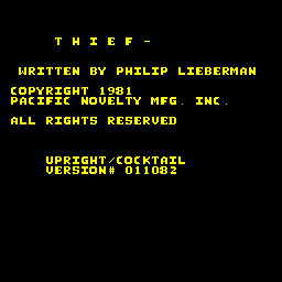 Thief (Arcade) screenshot: Startup screen