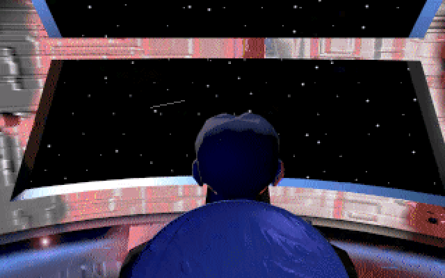 Millennia: Altered Destinies (DOS) screenshot: Our hero, on his boring six month trip from Jupiter to Earth (intro).