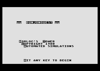 Dunjonquest: Morloc's Tower (Atari 8-bit) screenshot: Title screen